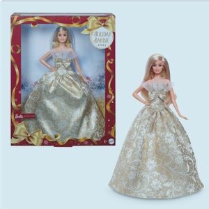 2026 Christmas Barbie NIB Blonde Hair Gold